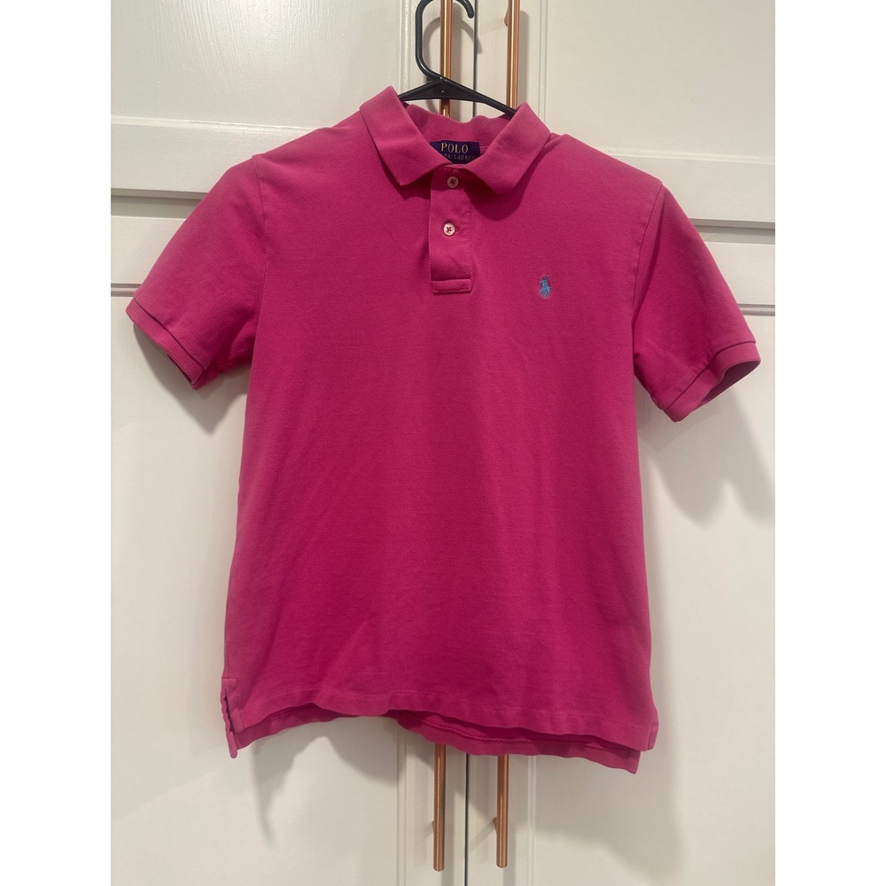 Polo Ralph Lauren Kids Pink Short Sleeve Cotton Preppy Polo Shirt Size L 14-16 - Picture 2 of 7